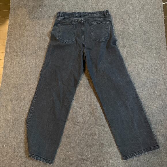 M&S Denim Wide Leg Jeans Women’s 16 Long Black High Rise Straight Marks & Spence - Picture 2 of 5